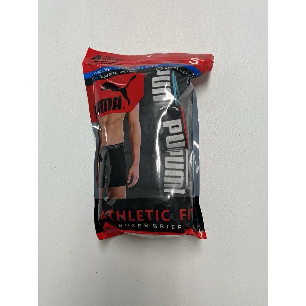 PUMA Men's Boxer Briefs 4-Pack Athletic Fit  Stretch Cooling Underwear Size S